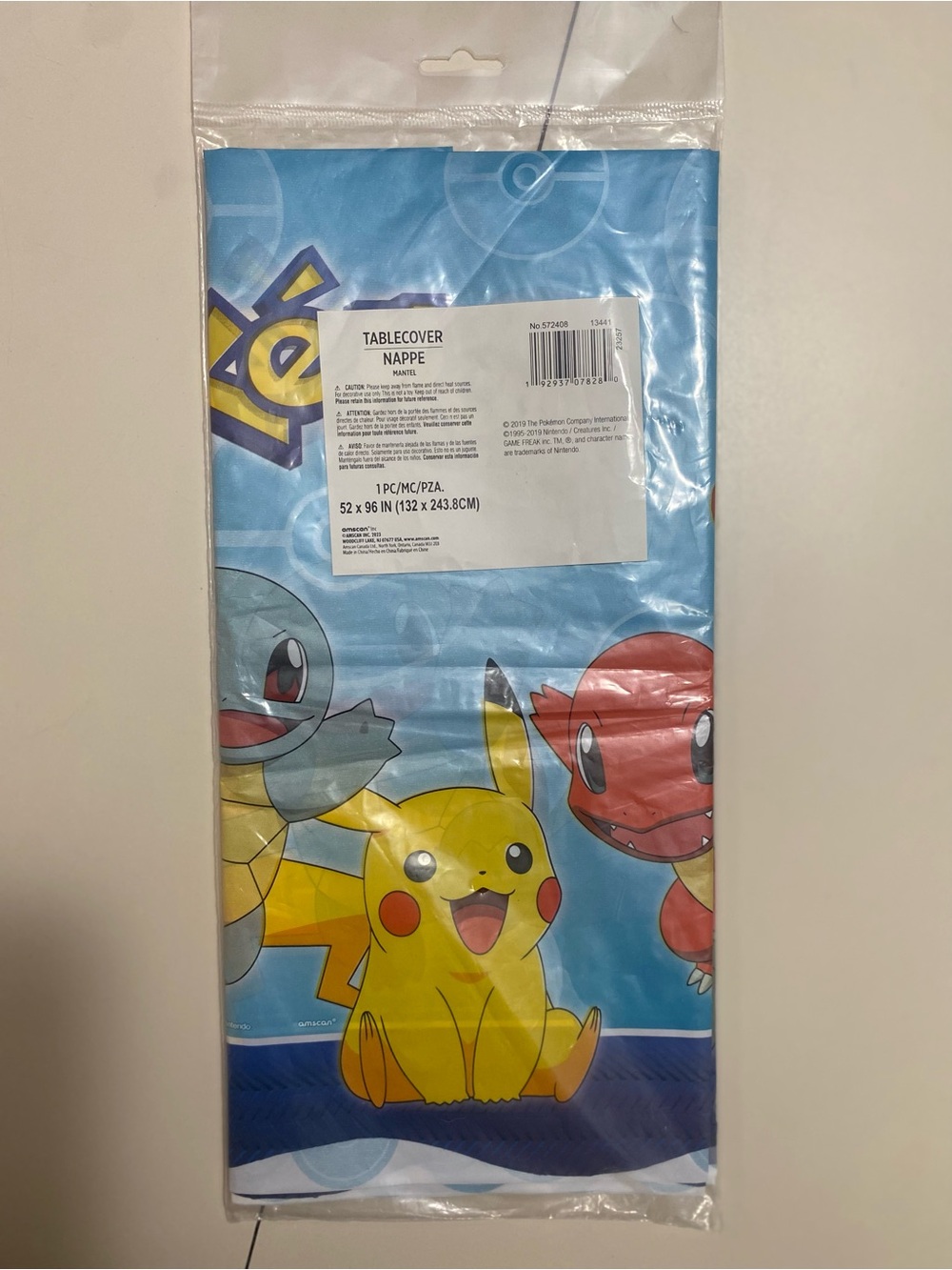 2019 Pokemon Party Table Cover Plastic 52x96 Tablecloth Pikachu Charizard
